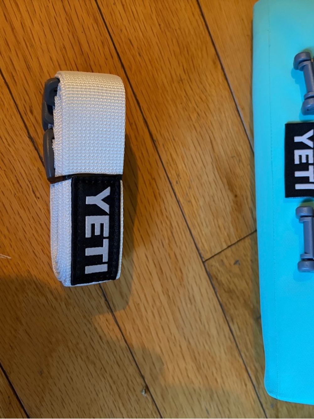 Yeti Aqua & White Cooler Strap with Logo - Picture 4 of 4